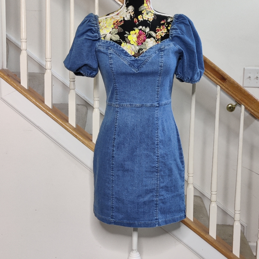 SHEIN Denim Puff Sleeve Dress